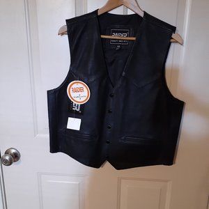 Raider Black Leather Vest Size 42